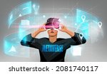 metaverse digital cyber world... | Shutterstock .eps vector #2081740117