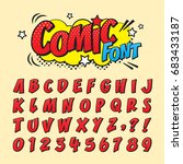 Comic Retro Font Set. Alphabet...