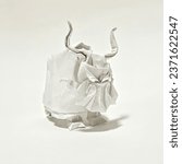 Small photo of Super White Yack origami with white background