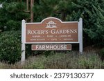 Small photo of Newport Beach, CA, USA - October 23, 2023: The Roger's Gardens farmhouse sign in Newport Beach. Roger's Gardens is a popular local destination for home decor and gardening.