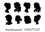 woman head silhouette  face... | Shutterstock .eps vector #747677737