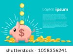 pink coin box. piggy bank with... | Shutterstock .eps vector #1058356241