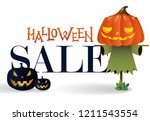 halloween sale with cartoon... | Shutterstock .eps vector #1211543554