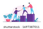 employees giving hands and... | Shutterstock .eps vector #1697387011