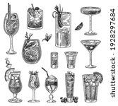 Cocktail Glasses Sketches Set....