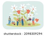 tiny gardeners planting and... | Shutterstock .eps vector #2098309294