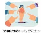 huge fingers pointing at fat... | Shutterstock .eps vector #2127938414