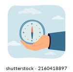 hand holding compass for... | Shutterstock .eps vector #2160418897