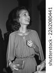 Small photo of Portrait close ups of Lee Bouvier Radziwill, sister of Jacqueline Kennedy, at a reception in New York City 1975, extremely well dressed and glamorous, affable and charming