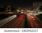 light painting with traffic in downtown Los Angeles