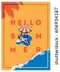 summer holiday and summer camp... | Shutterstock .eps vector #606934187