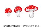 Mushroom Icon Set. Amanita...