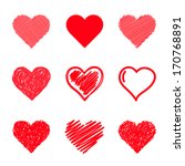 vector hearts set. hand drawn. | Shutterstock .eps vector #170768891