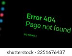 Closeup of 404 Error message in Internet Browser on LCD Screen