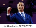 Small photo of National Harbor, MD US - Mar 3, 2023: Former leader of the Brexit Party Nigel Farage speaks at the 2023 Conservative Political Action Conference (CPAC). Credit: Julia Nikhinson - CNP