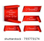 merry christmas  red realistic  ... | Shutterstock .eps vector #755773174