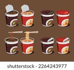 Various types of illustrations for cup noodles