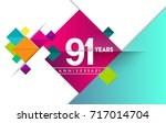 91st years anniversary logo ... | Shutterstock .eps vector #717014704