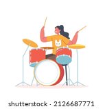 girl drummer playing musical... | Shutterstock .eps vector #2126687771