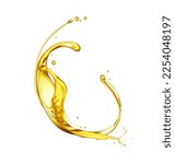 Small photo of Splashes of oily liquid. Organic or motor oil isolated on white background