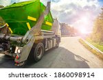 truck on the road, Urban recycling waste and garbage services  ,