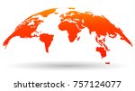 modern globe map in trendy flat ... | Shutterstock .eps vector #757124077