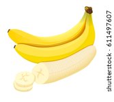 bunch of ripe bananas on a... | Shutterstock .eps vector #611497607