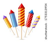 group of color firework rockets ... | Shutterstock .eps vector #1753313954