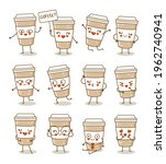 set of cute coffee cups... | Shutterstock .eps vector #1962740941