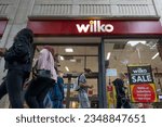 Small photo of Bristol, UK. August 13, 2023. Wilko storefront in Bristol. The future of Wilko staff is uncertain as the deadline for the rescue bid passes. 12,500 workers wait to hear whether a buyer has emerged.