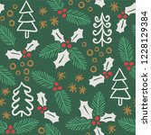christmas pattern with ivy ... | Shutterstock .eps vector #1228129384