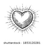 heart with rays. vector black... | Shutterstock .eps vector #1853120281