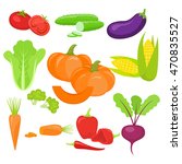 set of fresh vegetables ... | Shutterstock . vector #470835527
