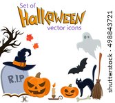 set of halloween icons. vector... | Shutterstock .eps vector #498843721