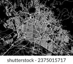 Vector city map of Leon de los Aldama in Mexico with white roads isolated on a black background.
