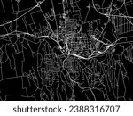 Vector city map of Kaposvar in Hungary with white roads isolated on a black background.