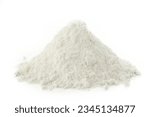 Small photo of Heap of flour on white background