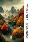 Chinese Autumn Landscape With...