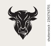 bull head one color vector logo ...