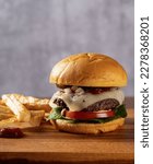 Small photo of Cheese Burger, Brioche Bun, Food Photography