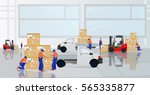 professional workers load the... | Shutterstock .eps vector #565335877