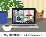 working from home during covid... | Shutterstock .eps vector #1699611274