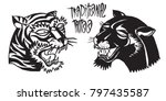 old school panther head and... | Shutterstock .eps vector #797435587