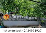 Small photo of Jakarta, Indonesia - Feb 8, 2024: A front view of the educational institution of Politeknik Tempo. This building is located in Palmerah, South Jakarta.