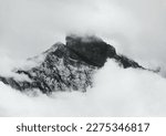 Mount Sajikhve shrouded in fog 