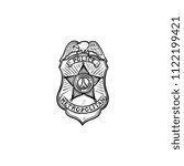 police badge hand drawn outline ... | Shutterstock .eps vector #1122199421