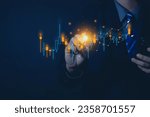Small photo of Stock market or forex trading charts and candlestick charts are ideal for financial investment ideas. Economic trends for all business ideas and art designs.