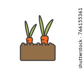 carrot plant colored flat line... | Shutterstock .eps vector #766155361