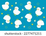 White Duck With Daisy Pattern