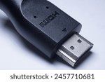 Black hdmi cable close up on a...